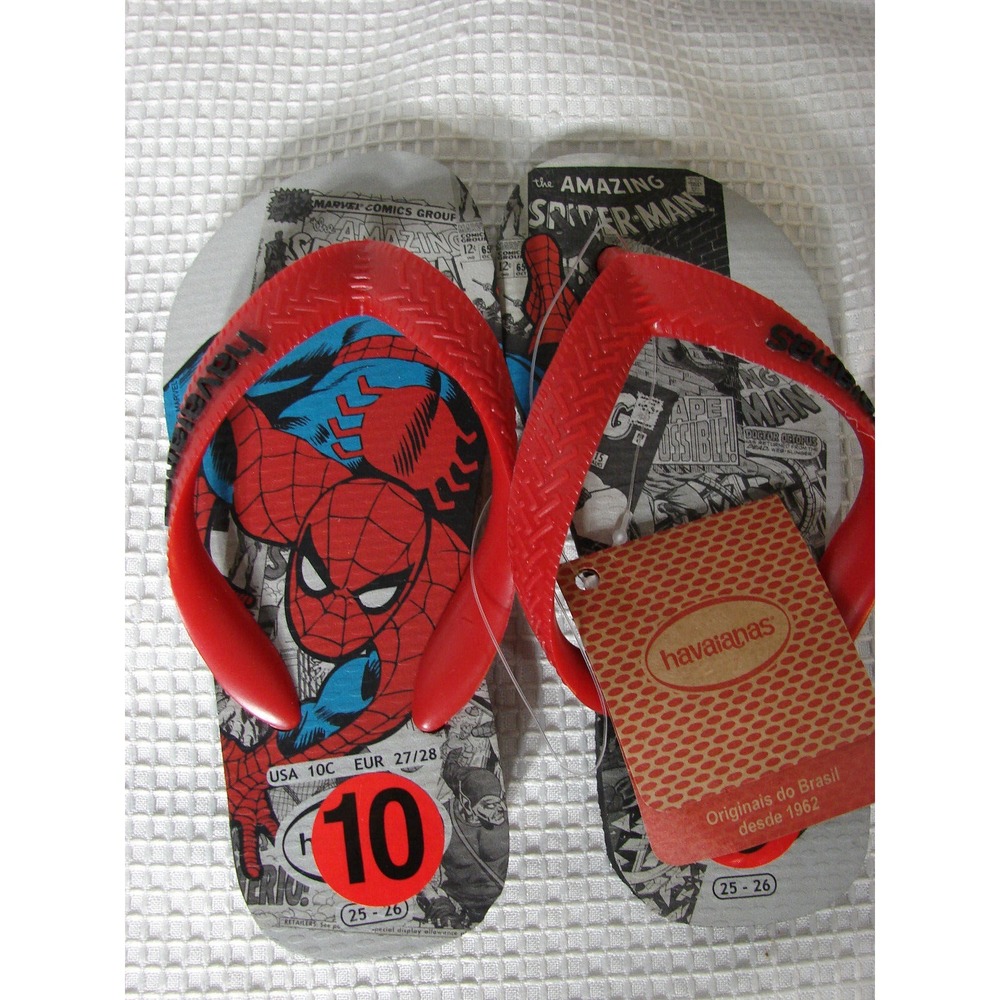 New Havaianas Flip Flops Marvel Amazing Spider-Man Thong Sandals Boys Size 10 - Picture 3 of 7